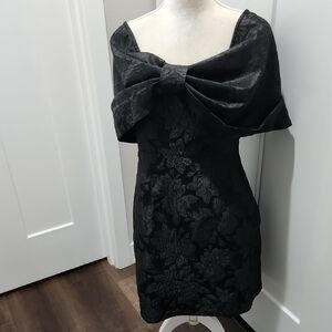 NWT Vero Moda Black Jacquard Oversized Bow Mini Dress Party Large